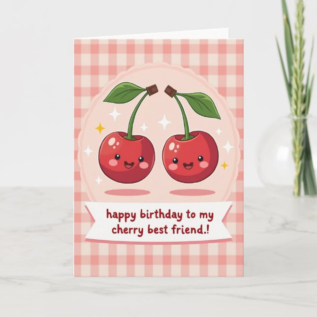 Cartão de Aniversário de Frutas Vermelhas Doces (Frente)