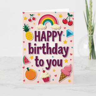 Cartão de Aniversário de Frutas Vibrantes