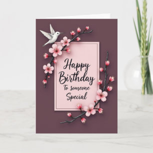 Cartão de Aniversário de Galho de Aquarela