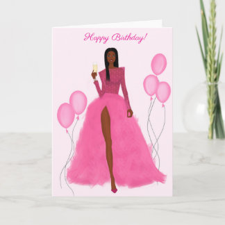 Cartão de Aniversário de Garota Preta Chic