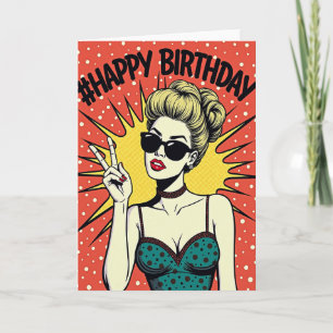 Cartão de Aniversário de Garota Retrô