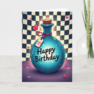 Cartão de Aniversário de Garrafa Verde-azulado