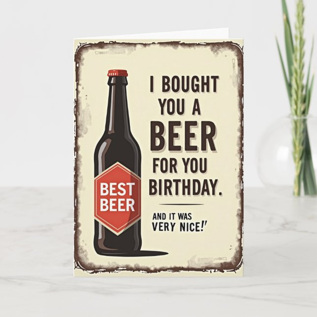 Cartão de Aniversário de Garrafa Vintage (Frente)