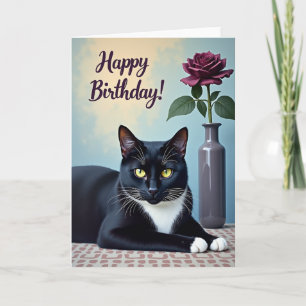 Cartão de Aniversário de Gata Ébano