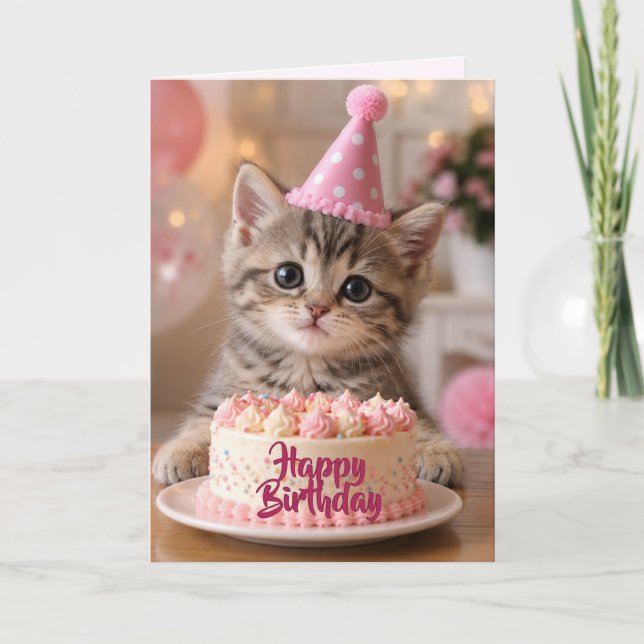 Cartão de Aniversário de Gatinho (Frente)