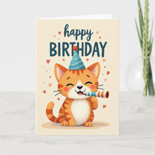 Cartão de Aniversário de Gatinho Alegre