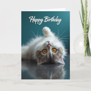 Cartão de Aniversário de Gatinho Divertido