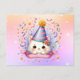 Cartão de Aniversário de Gatinho Kawaii Gatinho Bo