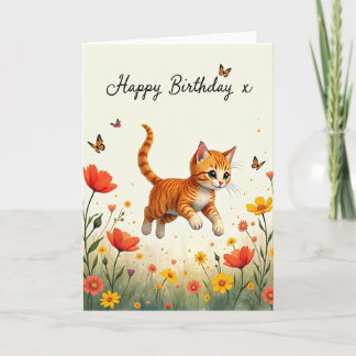 Cartão de Aniversário de Gatinho Listrado