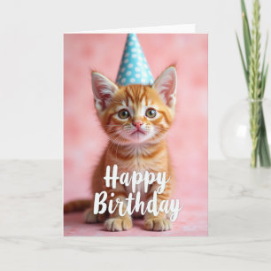 Cartão de Aniversário de Gatinho Ruivo