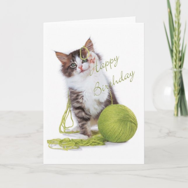 Cartão de Aniversário de Gato (Frente)