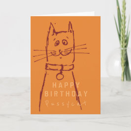 Cartão de aniversário de gato bonito laranja