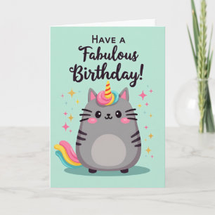 Cartão de Aniversário de Gato Cornudo