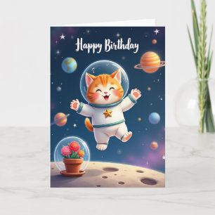 Cartão de Aniversário de Gato Cósmico