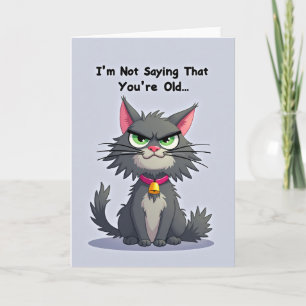 Cartão de Aniversário de Gato de Desenho