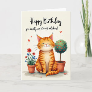 Cartão de Aniversário de Gato de Jardim