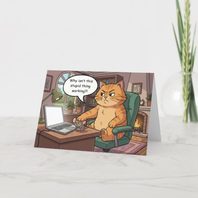 Cartão de Aniversário de Gato Engraçado (Frente)