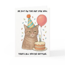 Cartão de Aniversário de Gato Engraçado e Desinter