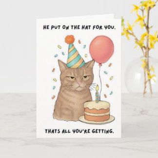 Cartão de Aniversário de Gato Engraçado e Desinter