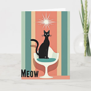 Cartão de Aniversário de Gato Escultural