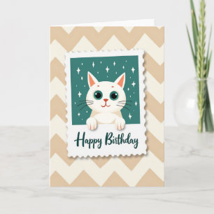 Cartão de Aniversário de Gato Estrelado
