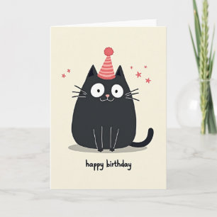 Cartão de Aniversário de Gato Festivo