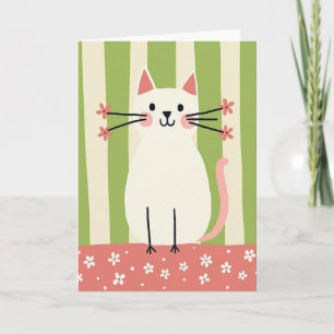 Cartão de Aniversário de Gato Floral