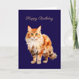 Cartão de Aniversário de Gato Fofinho Laranja Geng