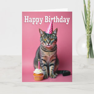 Cartão de Aniversário de Gato Fofo
