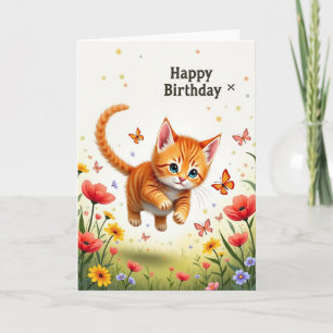 Cartão de Aniversário de Gato Fofo