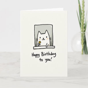 Cartão de Aniversário de Gato Fofo