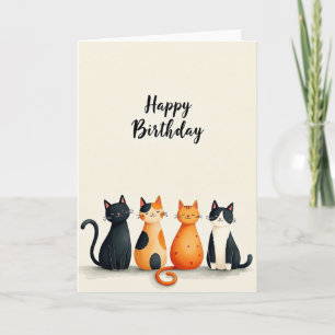 Cartão de Aniversário de Gato Fofo