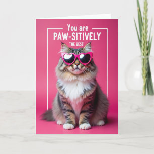 Cartão de Aniversário de Gato Fuchsia