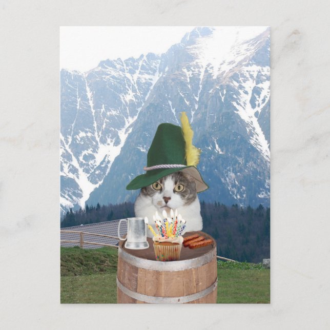 Cartão de Aniversário de Gato/Gatinho Engraçado Pe (Frente)