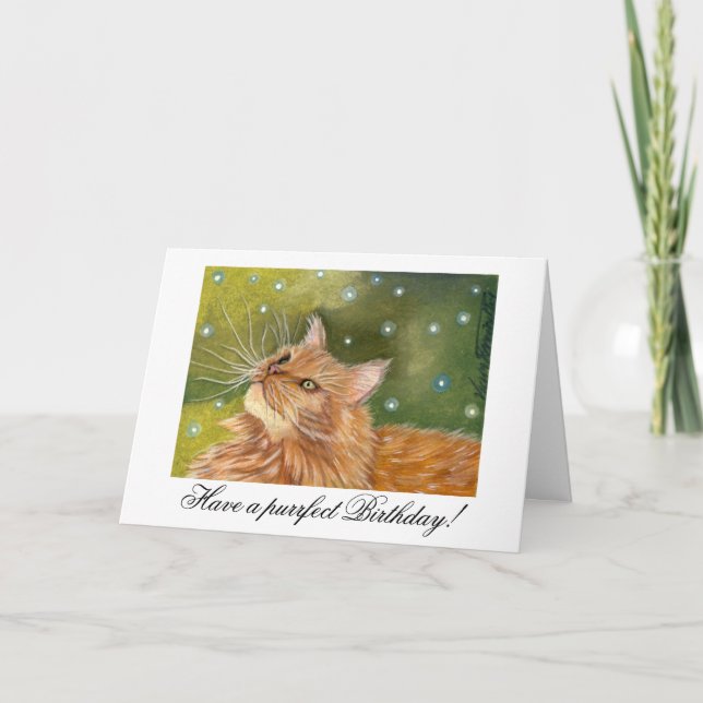 Cartão de Aniversário de Gato Gengibre (Frente)