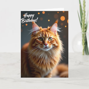 Cartão de Aniversário de Gato Laranja