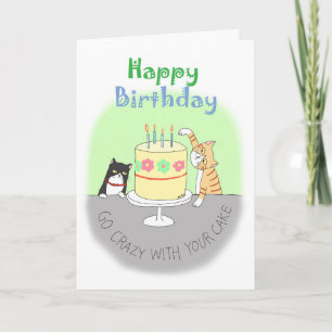 Cartão de Aniversário de Gato Laranja Engraçado e 