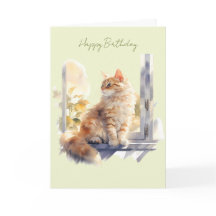 Cartão de Aniversário de Gato Laranja/Laranja em u