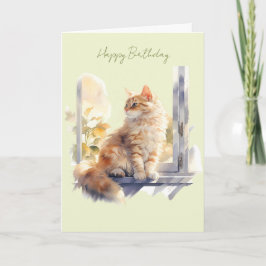 Cartão de Aniversário de Gato Laranja/Laranja em u