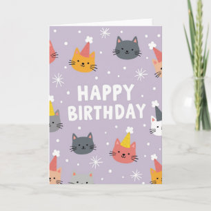 Cartão de Aniversário de Gato Lavanda