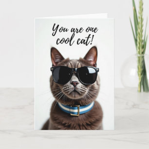 Cartão de Aniversário de Gato Legal