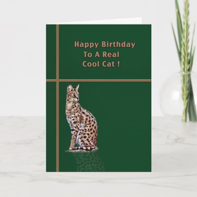 Cartão de Aniversário de Gato legal com Ocelot (Frente)
