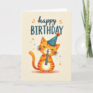Cartão de Aniversário de Gato Listrado