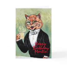 Cartão de Aniversário de Gato Louis Wain do Homem 