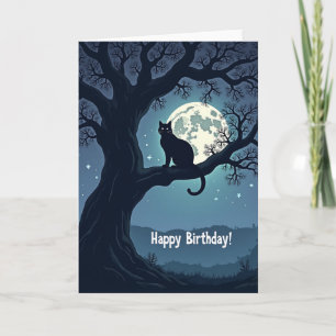 Cartão de Aniversário de Gato Místico