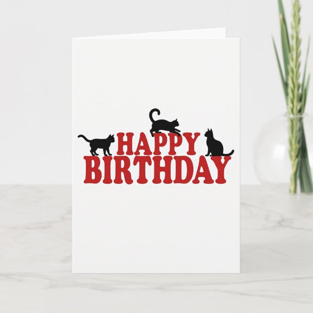 Cartão de Aniversário de Gato Ousado (Frente)