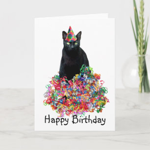 Cartão de Aniversário de Gato Preto