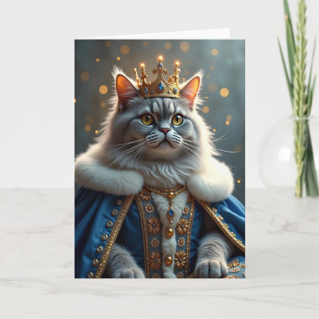 Cartão de Aniversário de Gato Real (Frente)