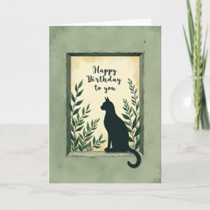 Cartão de Aniversário de Gato Rústico