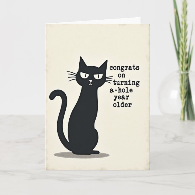 Cartão de Aniversário de Gato Sarcástico (Frente)